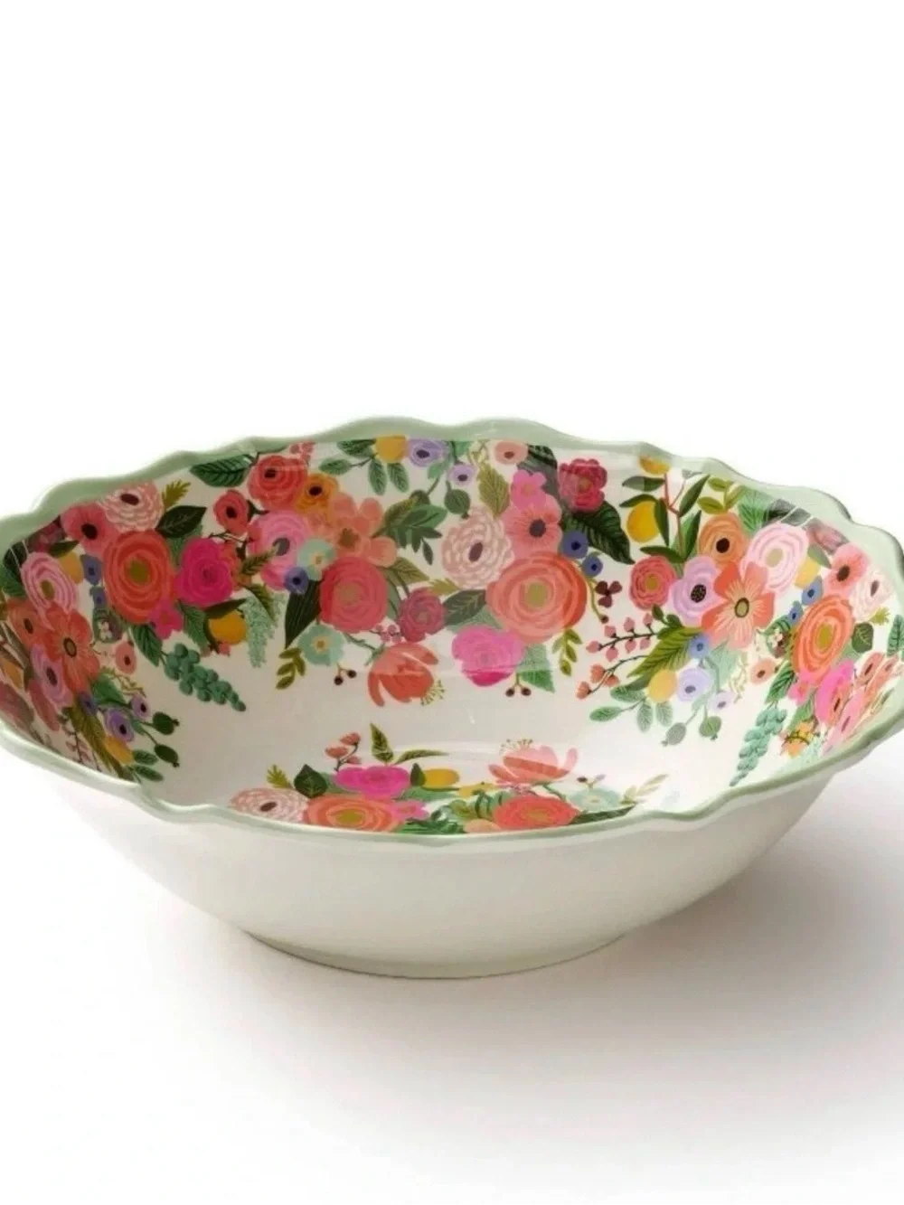 Rifle Paper Company Garden Party Floral Scalloped Melamine Serving Bowl!
